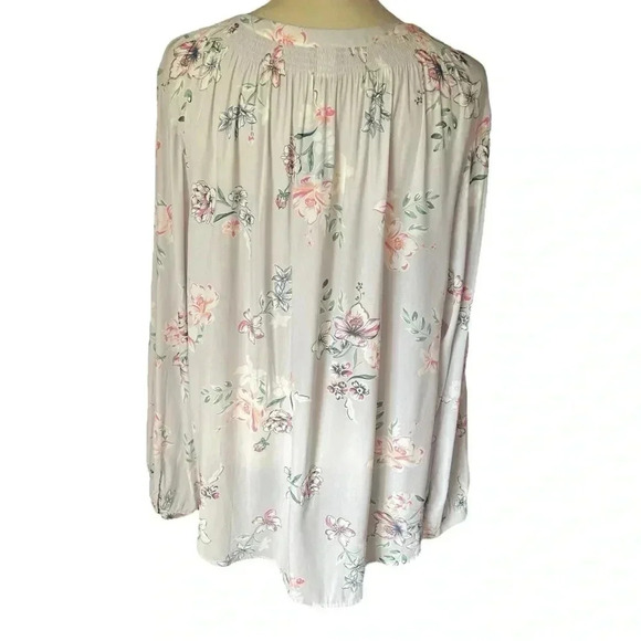 Torrid Floral Peasant Boho Semi Sheer Balloon Sleeve Gray Flowy Top Women 2X NWT - Picture 4 of 8